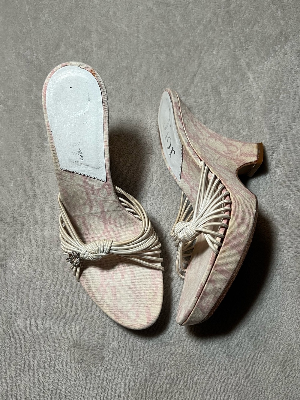 Christian Dior Vintage Pink Monogram Girly Heels Wedges - Picture 2 of 6